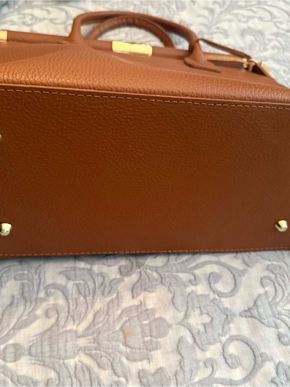Italian Leather Classic Structured Women's Top-Handle Bag in Tan - Picture 7 of 7